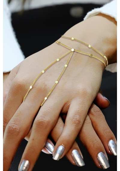 Söğütlü Silver Gümüş Altın Yaldızlı Pullu Gurmet Zincirli Çift Sıra Şahmeran Barcode Beyaz - Rose Gold