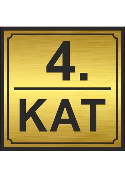 4.kat Metal Yönlendirme Levhası 20cm X 20cm Gold Renk