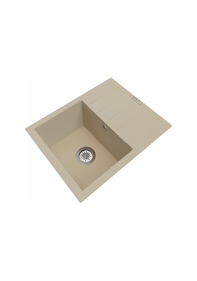 Polex Cristalüx Granit Evye P-S60 Bej Tezgah Altı Ve Tezgah Üstü Kare Mutfak Evyesi 60.5x49.5 CM