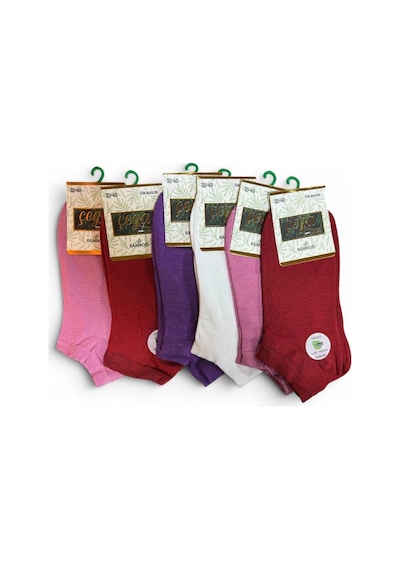 Çega Socks Kadın Bambu Dikişsiz Topuk Taban Takviyeli Patik Çorap 12'li Asorti Asorti