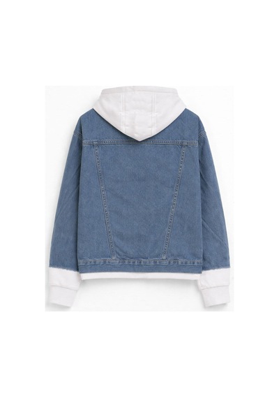 Kadın Düğmeli Sweat Jean Ceket mavi