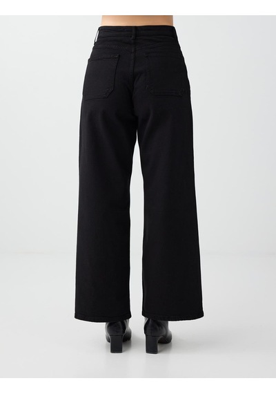 Jimmy Key Siyah Normal Bel Bol Paça Pamuklu Denim Pantolon 6ww188463900