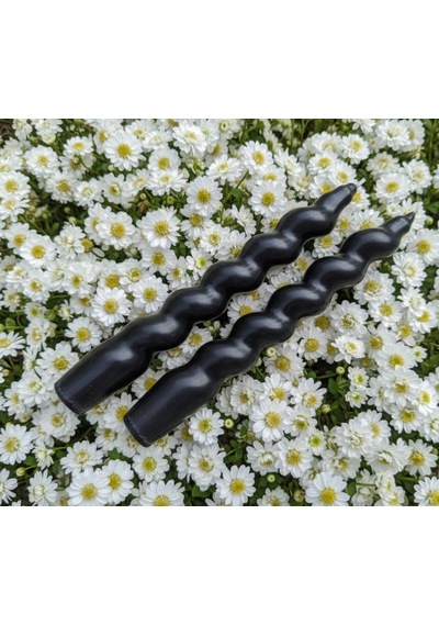 Siyah Renkli Spiral, Burgulu Pinterest Model Şamdan Mum 2' Li Set