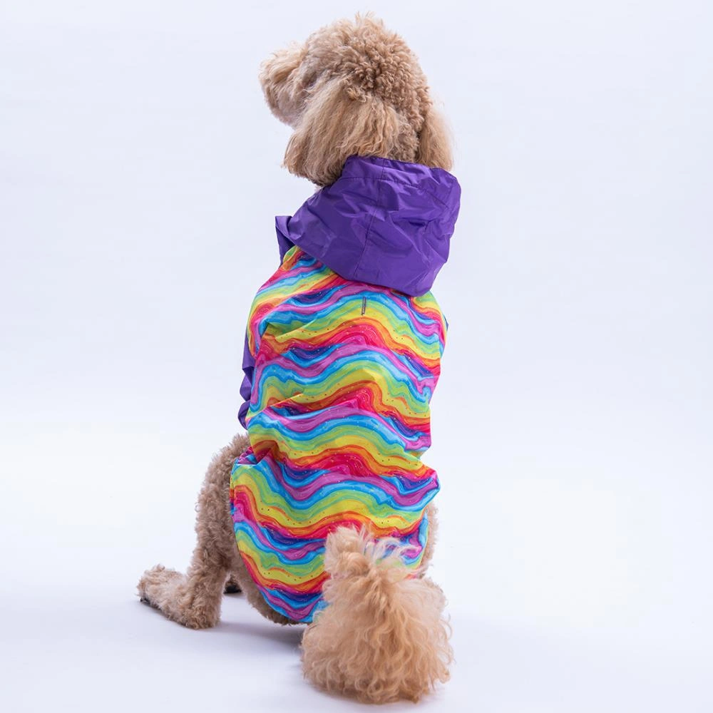 Rio Rainbow Mor Gökkuşağı Desenli Büyük Irk Köpek Montu Köpek Yağmurluğu Köpek Kıyafeti Köpek Elbisesi