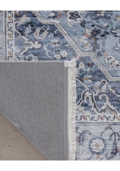 Madame Coco Brenel Shiny Effect İpeksi Kadife Halı - Mavi - 80x300 Cm 8684427223628 Çok Renkli