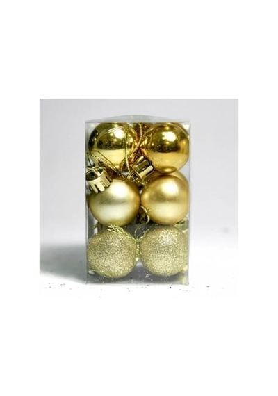 Yenigeldi 12'li Gold 4 Cm Yılbaşı Topu, Noel Topu,çam Ağacı Topu, Süs Topu, Gold