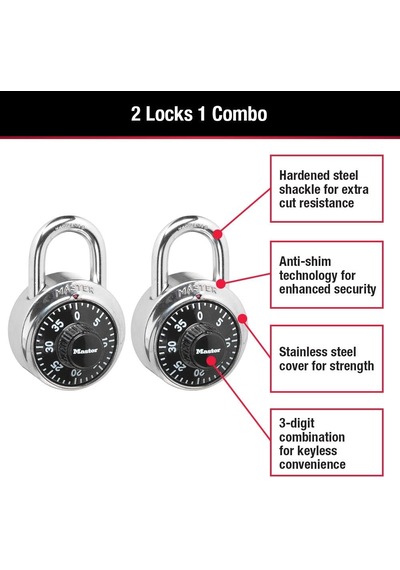 Master Lock 1500t Soyunma Kilidi Kombinasyon Asma Kilit, 2'li Pak