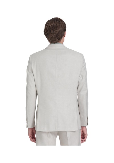 Hatemoğlu Bej Slim Fit Mono Yaka Keten Takım Elbise 36331 Bej