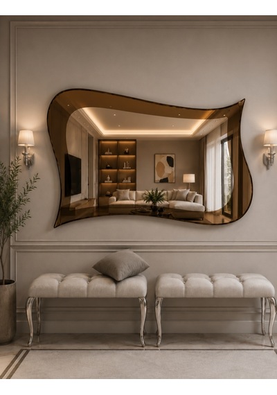 Dekorasyon Dekoratif Ayna Bronz - Gümüş