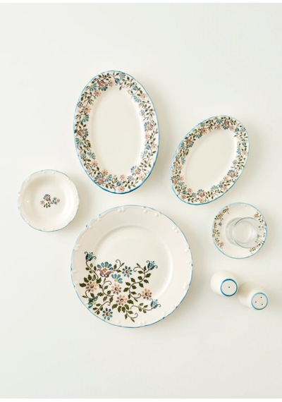 Bella Maison Vintage Porselen 26 Parça 6 Kişilik Kahvaltı Takımı Mavi Mavi