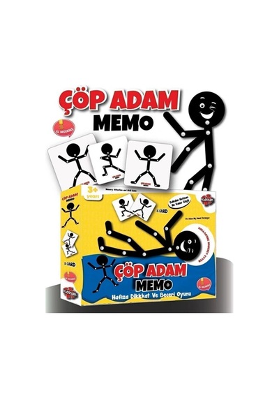 Çöp Adam Memo Kart Oyunu Hafıza Dikkat Ve Zeka Geliştirici Eğitici Aile Oyunu 3+ Yaş