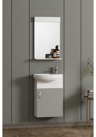 Lale 45 Cm Beyaz-sis Gri Mdf Seramik Lavabolu Asma Banyo Dolabı Takımı Lale 45 Cm Beyaz-sis Gri Mdf Seramik Lavabolu Asma Banyo Dolabı Takımı