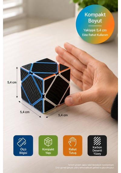 Moyu Skewb Zeka Küpü Mf8960 Fiber Karbon Desenli Renkli Eğitici Akıl Mantık Hobi Puzzle Oyunu 5,4 Cm