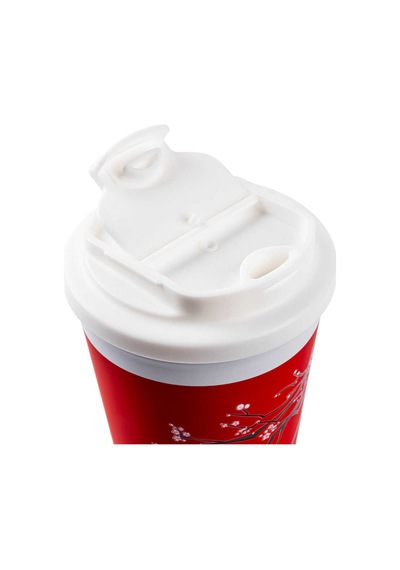 Tnt-8695835414041-gınger Kfy-zs001kskr-kake Kırm Sakura Desenli Paslanmaz Çelik Termos Bardak 380ml Kırmızı