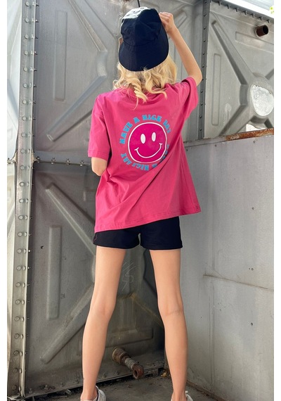 Madmext Pembe Arka Baskılı Oversize Yuvarlak Yaka Kadın Tişört-pembe Pembe Madmext Pembe Arka Baskılı Oversize Yuvarlak Yaka Kadın Tişört-pembe Pembe