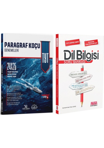 Edebiyat Denizi Tyt Paragraf 24 X 25 Denemeleri Ve Akm Dil Bilgisi Soru Bankası Seti 2 Kitap