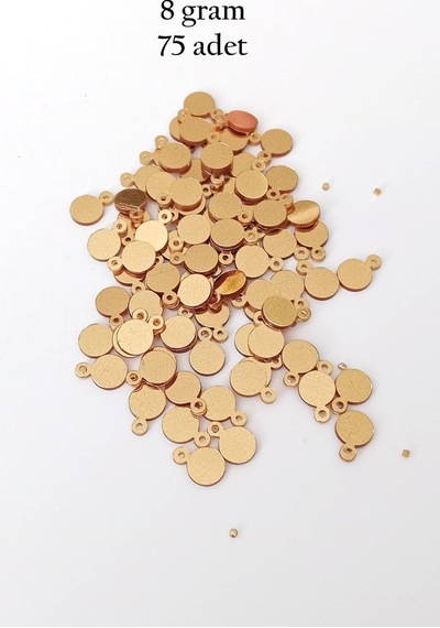Oya Abiye Bileklik Kolye Pleksi Metalik Plastik Pul Altın Renk 8 Gram 75 Adet - Bnc493