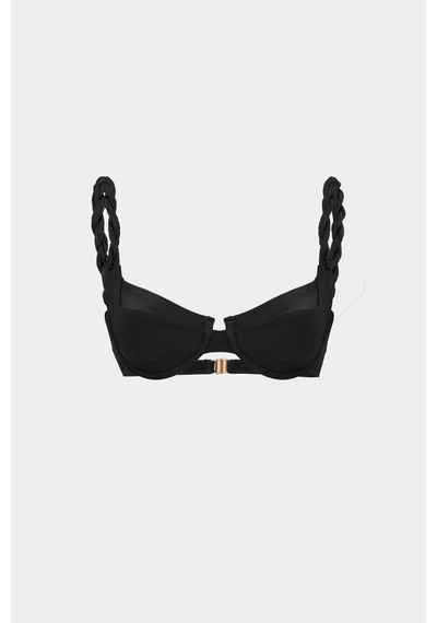 Açelyaokcu Premium Burgu Askı Detaylı Frıgg Fit Kadın Bikini Üstü Siyah