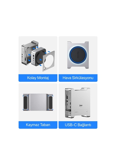 Juo Mac Mini M6, M5 Pro, M4 İçin Dock Station Nvme Ssd Kutusu Usb Çoklayıcı Hub 10gbps 4k 60hz Hdmı Sd/tf 4.0 Kart Okuyucu 100w Pd Alüminyum Stand