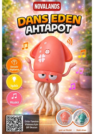 Dans Eden Şarjlı Müzikli Işıklı Ahtapot-emeklemeye Yardımcı Dansçı Kali Pembe