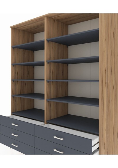 Kronos Gardrop 10 Raflı 6 Çekmeceli 176x59x221 Çam-antrasit Antrasit Kronos Gardrop 10 Raflı 6 Çekmeceli 176x59x221 Çam-antrasit Antrasit