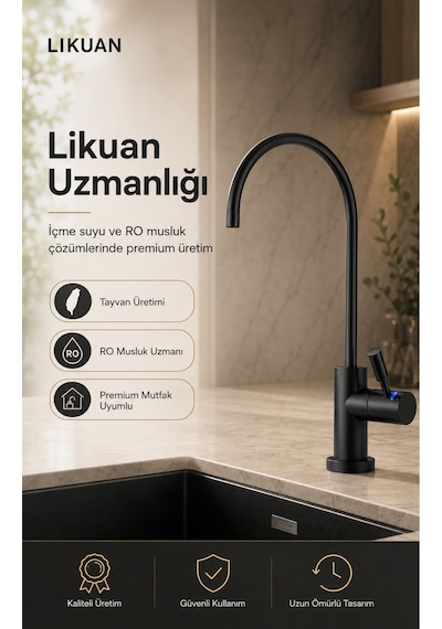 Ncps883cp-l Led Göstergeli Krom Arıtma Musluğu Premium Ro Musluk Siyah
