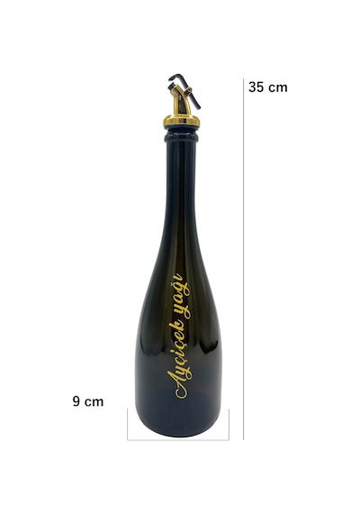 Amber Renk Kabartma Baskılı 750 Ml Cam Yağdanlık Şişe 2'li Sofra Mutfak Sunum Sosluk Amber
