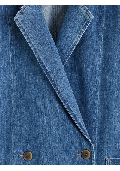 Lc Waikiki Lacivert Kruvaze Yaka Kadın Jean Blazer Ceket