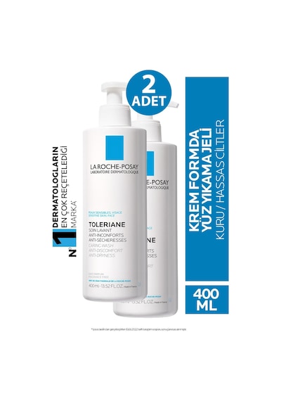 La Roche Posay Toleriane Caring Wash Kuru ve Hassas Ciltler için Yüz Yıkama Jeli 2 x 400 ML