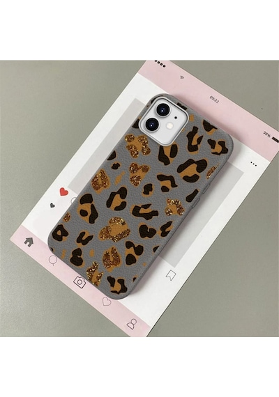 İphone 11 Uyumlu Gri Deri Dokulu Silikon Kamerayı Korur Şok Emici Kılıf 2