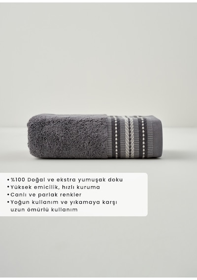 Bella Maison Premium Ege Pamuğu Yüz Havlusu Antrasit 50x90 Cm Gri
