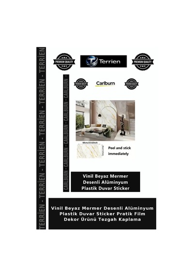 Vinil Beyaz Mermer Desenli Alüminyum Plastik Duvar Sticker Pratik Film Dekor Ürünü Tezgah Kaplama