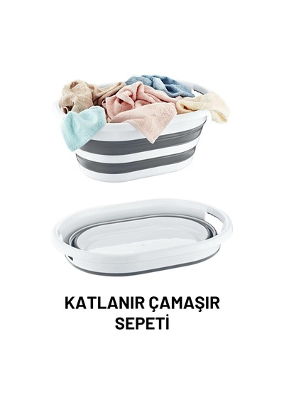 Pratik Katlanabilir Çamaşır Sepeti Plastik Beyaz 45 X 40 Diğer