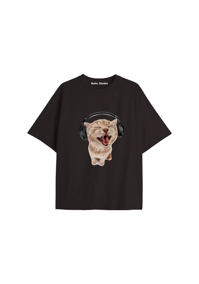 Kalic Studio Y2k Vintage Cats Baskılı Siyah T-shirt Kod 27 Siyah-27