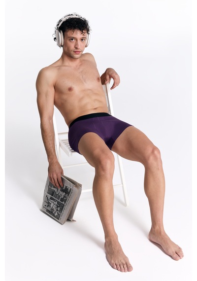 Albero Natur Gots Sertifikalı Organik Pamuk Erkek Trunk Boxer İç Çamaşırı Mor