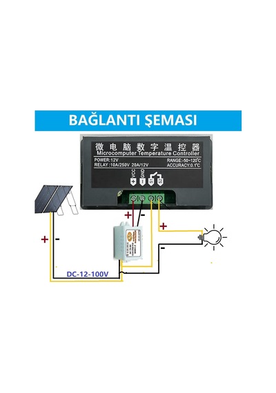 W3231a Dc12-100v 10a Kumandalı Güneş Paneli Termostatı