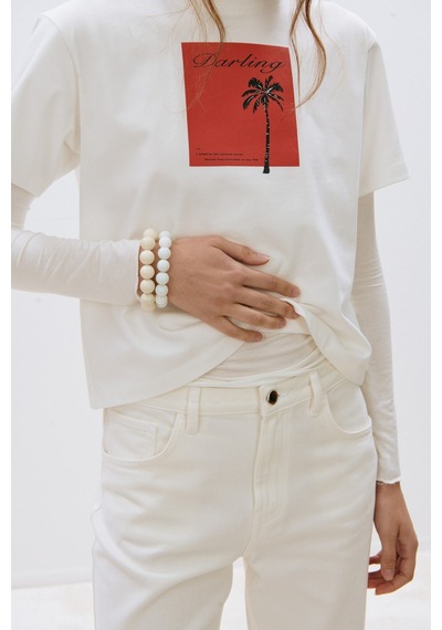 Suud Collection Ekru Darling Basic Tişört