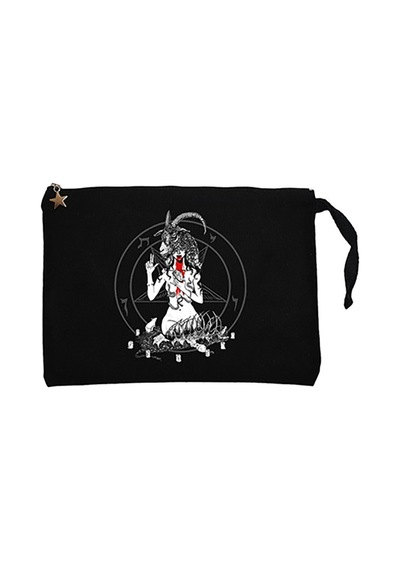Baphomet Blood Siyah Clutch Astarlı Cüzdan / El Çantası Siyah