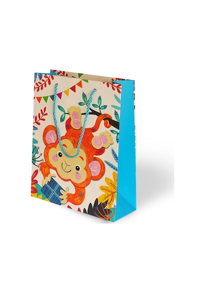 Lüks Karton Çanta Hayvanlar Alemi Varak Baskılı Balon Temalı 18x24 Cm Tüm Yaşlar
