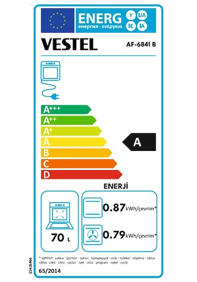 Vestel AF-6841 B 70 L Ankastre Fırın
