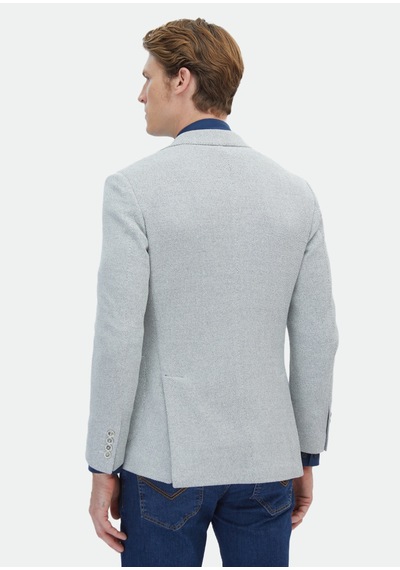Ramsey Ekru Mikro Shirt Shoulder Slim Fit Pamuk Karışımlı Örme Ceket