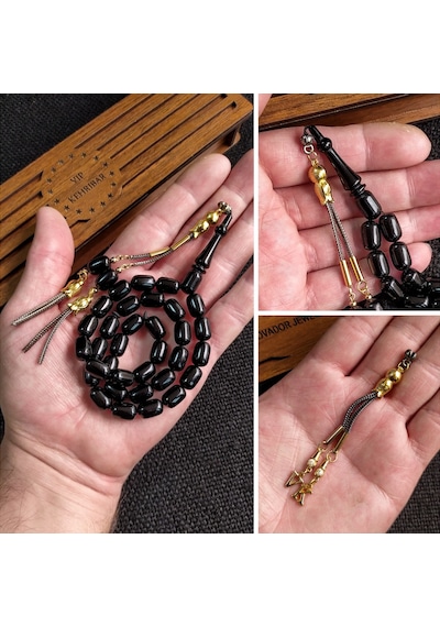 7x11 mm Siyah Ateşi Kehribar İsme Özel Tesbih