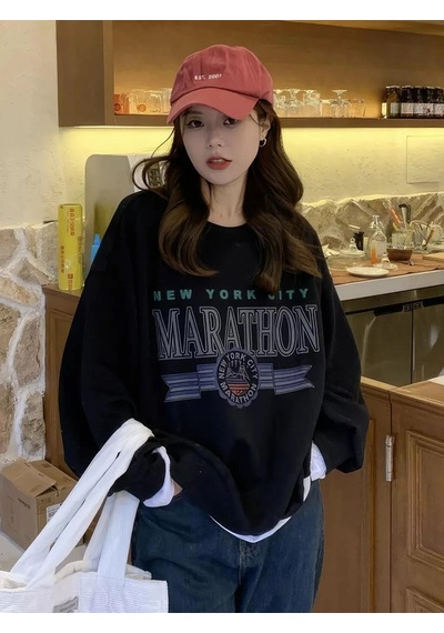 Startmore Unisex Marathon Bisiklet Yaka Sweatshirt Siyah Siyah