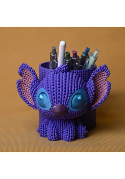 3d Baskı Knitted Kalemlik - Sevimli Karakterli Masaüstü Kalem Organizeri-mor Diğer