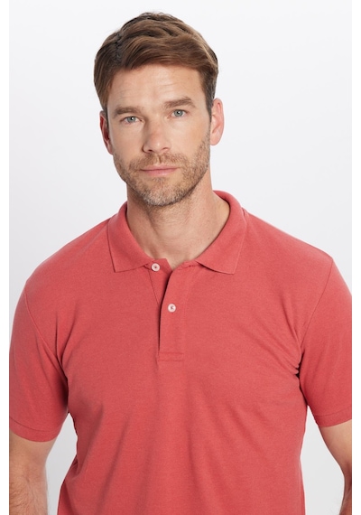 Tudors Erkek Slim Fit Dar Kesim Pamuklu Yumuşak Dokulu Serin Tutan Kumaş Düz Pike Polo Yaka Tişört-31689 KIREMIT
