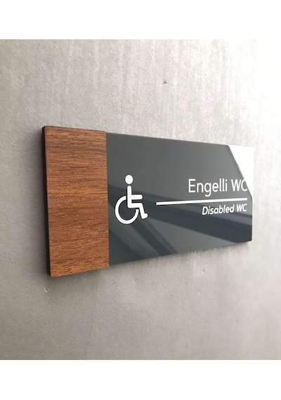 Wooden Serisi Engelli Wc Yönlendirme Levhası