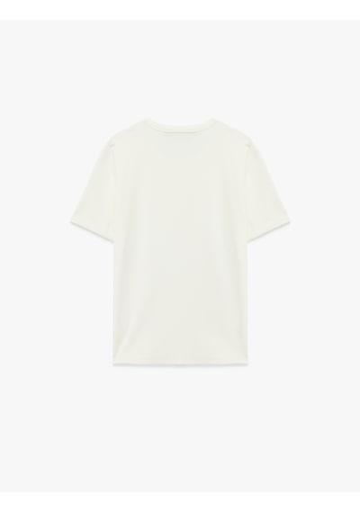 Koton Kısa Kollu Biyeli Pamuklu Tok Kumaş Bisiklet Yaka Slim Fit Tişört Beyaz 6sam10278mk