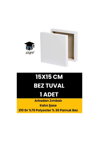 15x15 Cm Bez Tuval Arkadan Zımbalı Tuval Kalın Şase 210 Gr %70 Polyester % 30 Pamuk Bez