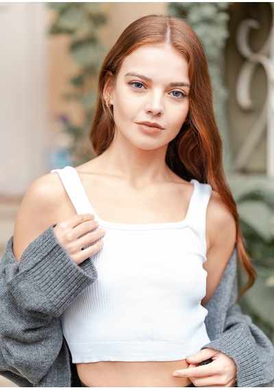 Verdeblanco Kadın Askılı Crop Atlet Beyaz