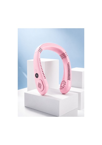 Pembe Boyun Tipi Fan Usb Şarjlı Hafif Tasarım Güçlü Ha Üflemeli Serinletici